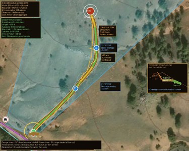 3D terrain rendering of the proposed driveway route